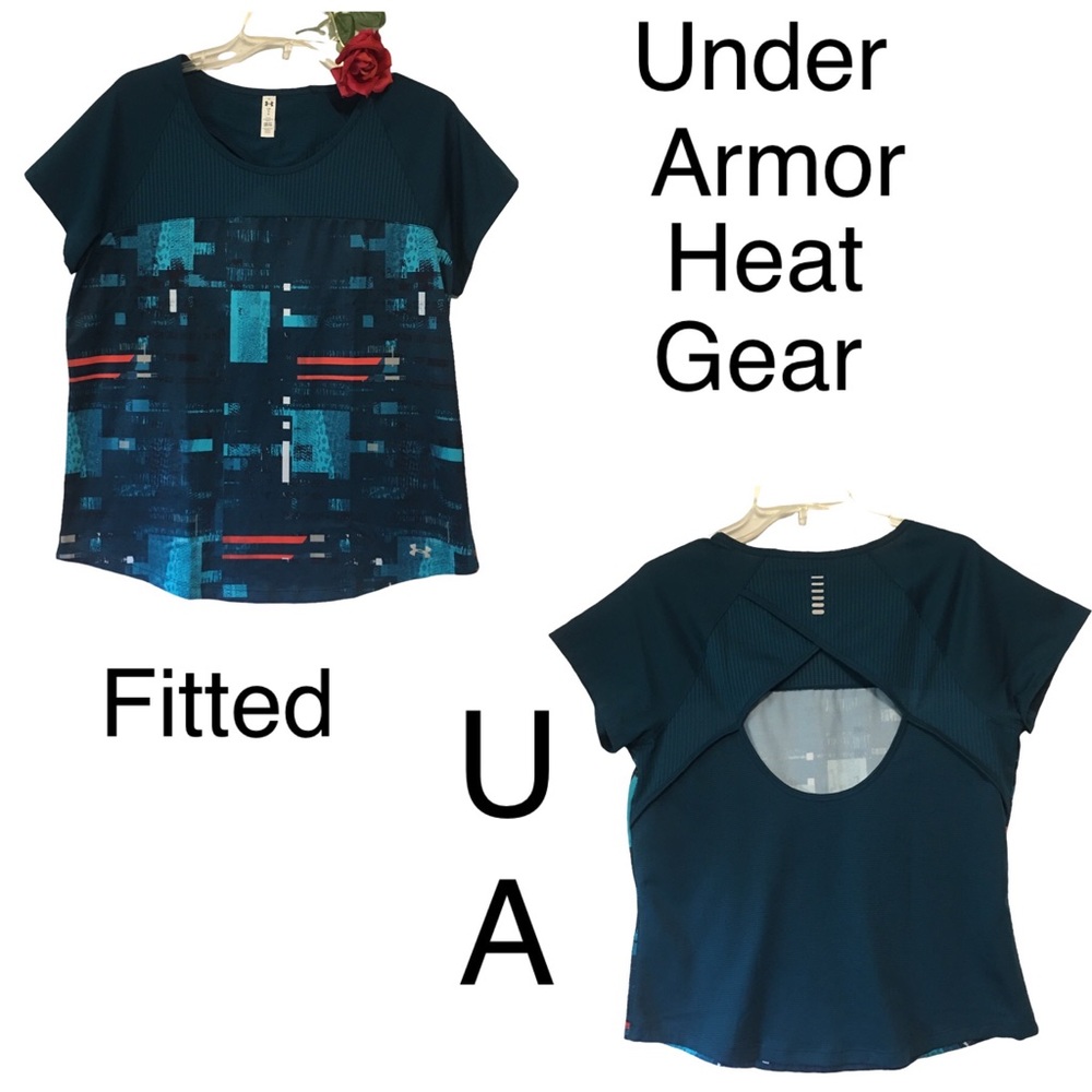 Top Under Armour Heat Gear UA fitted Fly by Keyhole back Short Sleeves Lg